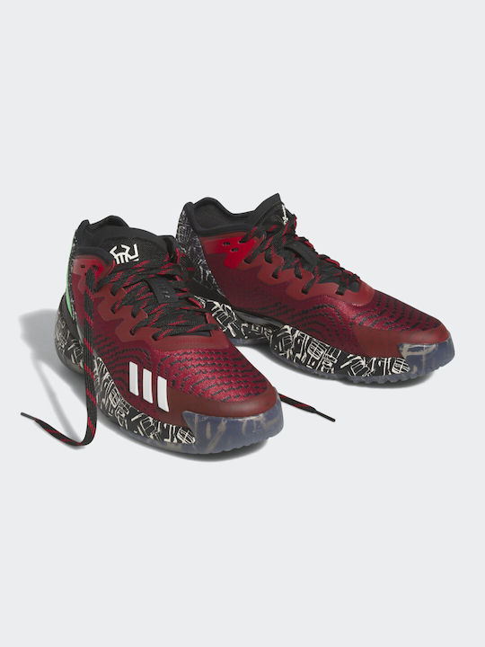 Adidas D.O.N. Issue 4 Low Basketball Shoes Better Scarlet / Core Black / Off White