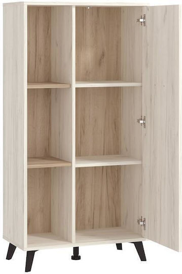 Umbria POP Living Room Display Cabinet from Particle Board Grey Oak / White 67.5x33x130.5cm