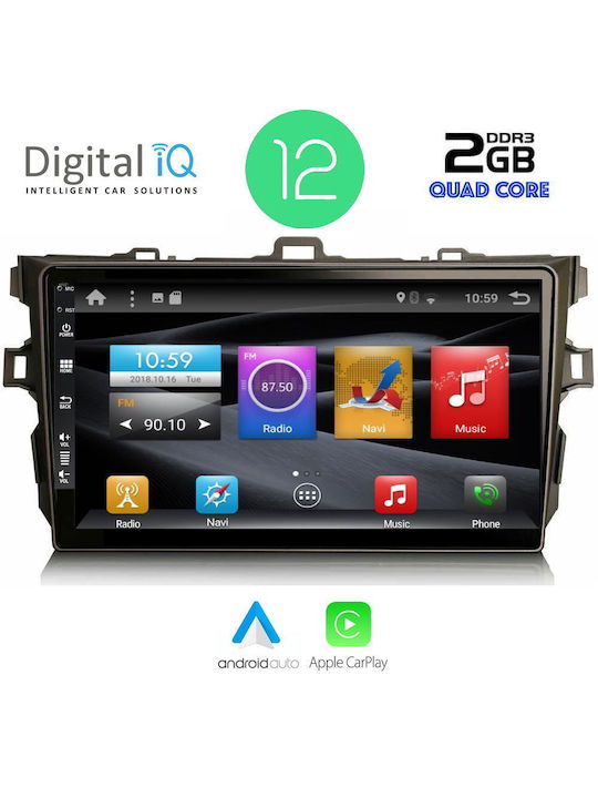 Digital IQ Sistem Audio Auto pentru Toyota Auris 2007-2012 (Bluetooth/USB/AUX/WiFi/GPS/Apple-Carplay/Partitură) cu Ecran Tactil 9"