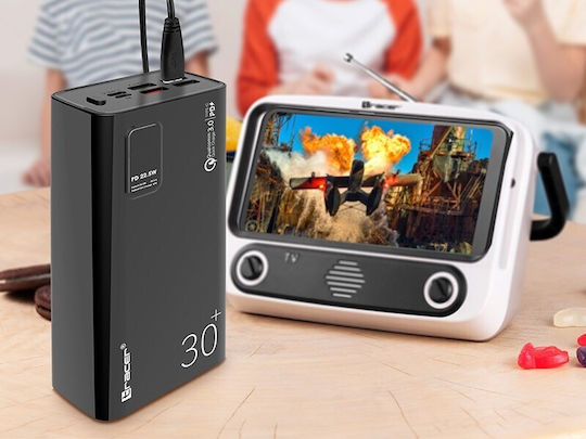 Tracer Power Bank 30000mAh 22.5W με Θύρα USB-A και Θύρα USB-C Power Delivery / Quick Charge 3.0 Μαύρο