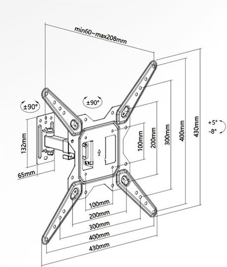 Superior Electronics Motion Extra Slim 188-0063 Wall TV Mount with Arm up to 55" and 30kg