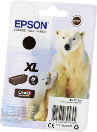 Epson 26XL Γνήσιο Μελάνι Εκτυπωτή InkJet Μαύρο (C13T26214010 C13T26214012)