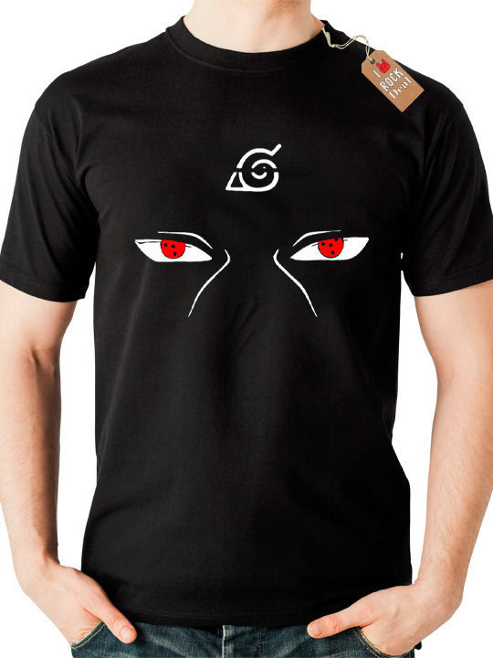 B&C T-shirt Naruto Anime Eyes σε Μαύρο χρώμα