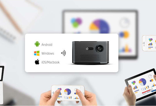 HP MP2000 Pro 471U1AA Проектор DLP Full HD LED лампа с Wi-Fi и вградени високоговорители Черен
