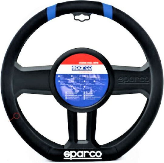 Sparco Car Steering Wheel Cover with Diameter 36-37cm made of Leatherette Blue