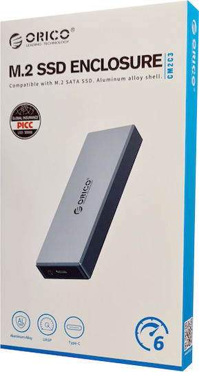 Orico Θήκη για Σκληρό Δίσκο M.2 PCI Express με σύνδεση Type-C σε Γκρι χρώμα