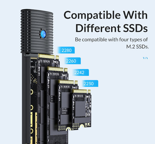 Orico Hard Drive Case M.2 PCI-Express NVME with connection Type-C in Schwarz color