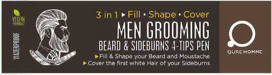 Qure Βαφή Περιποίησης για Γένια και Μουστάκι Beard & Sibeburns 4 Tips Pen Brown 5gr