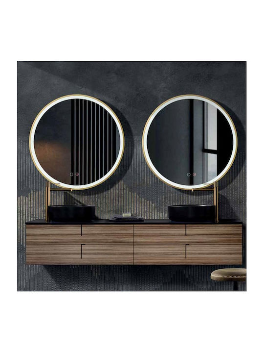 Imex Paris Oglindă de Baie Rotundă Lumini LED Atingere 60x60cm Auriu