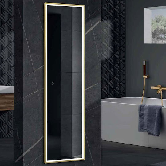 Imex New York Rectangular Bathroom Mirror Led Touch made of Metal 40x160cm Pink Gold