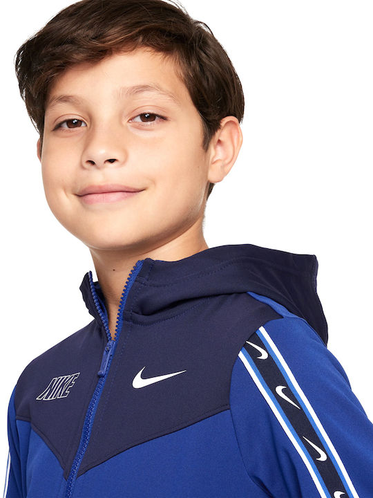 Αθλητική Παιδική Ζακέτα Φούτερ Dri-Fit Βαμβακερή με Κουκούλα Μπλε Sportswear
