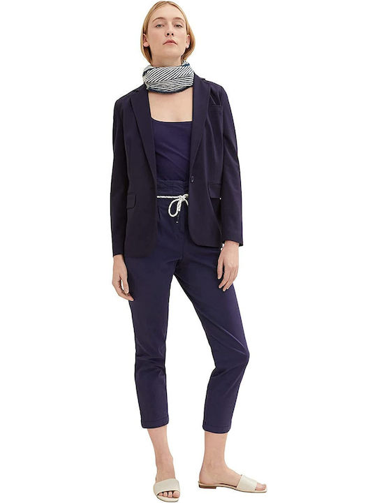 Women's High-waisted Fabric Trousers Blue