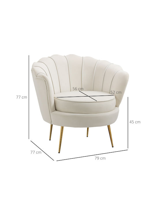 Sessel Samt Ecru 79x77x77cm