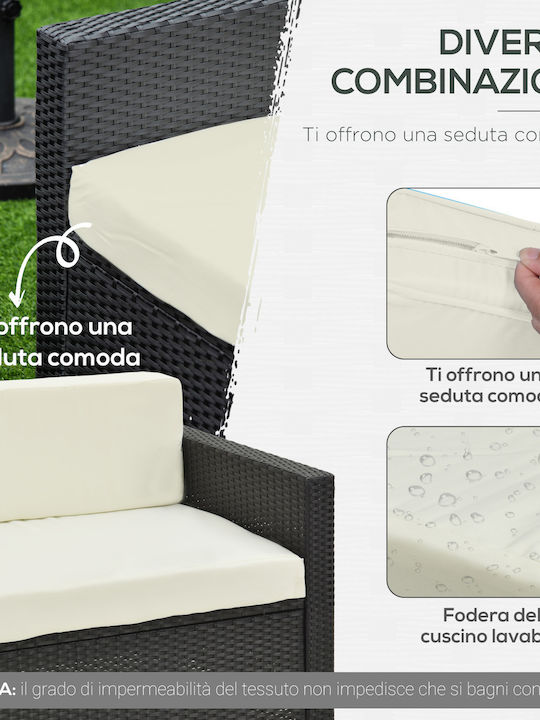 Outsunny Garten- und Outdoor-Möbelsets Wohnzimmer Typsatz 4 Stück Creme mit Kissen