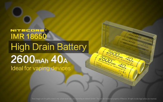 NiteCore IMR18650 Επαναφορτιζόμενη Μπαταρία 18650 Li-Mn 2600mAh 3.7V 1τμχ