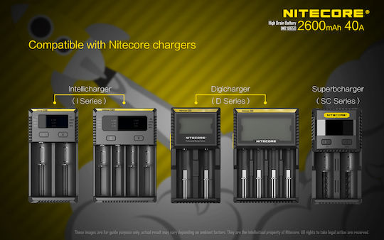 NiteCore IMR18650 Επαναφορτιζόμενη Μπαταρία 18650 Li-Mn 2600mAh 3.7V 1τμχ