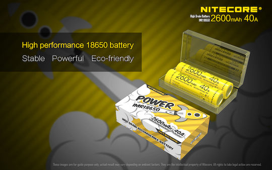 NiteCore IMR18650 Επαναφορτιζόμενη Μπαταρία 18650 Li-Mn 2600mAh 3.7V 1τμχ