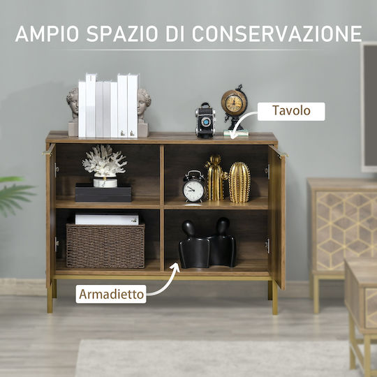 Sideboard Wooden Brown / Gold 99x39x75.5cm