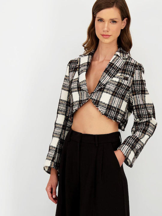 Axel Scurt Blazer pentru femei Tweed Sacou Negru
