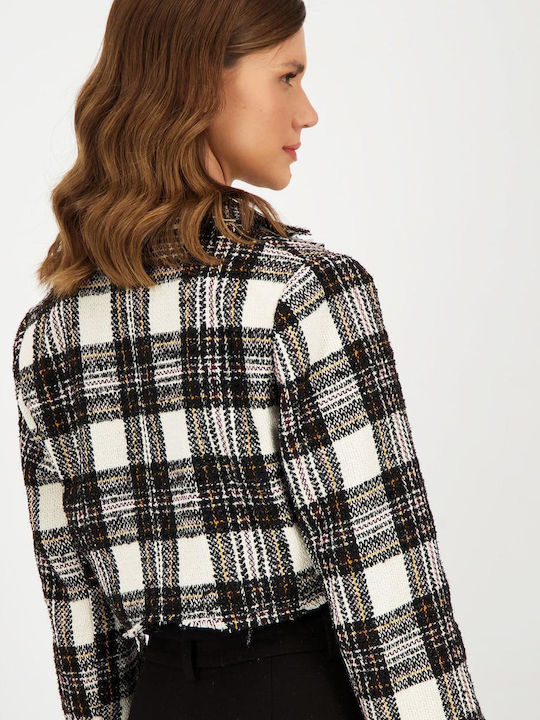 Axel Scurt Blazer pentru femei Tweed Sacou Negru