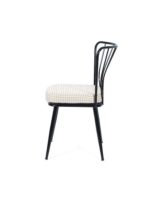 Kitchen Fabric Chair Black Velvet-Black Metal 52x54x82cm