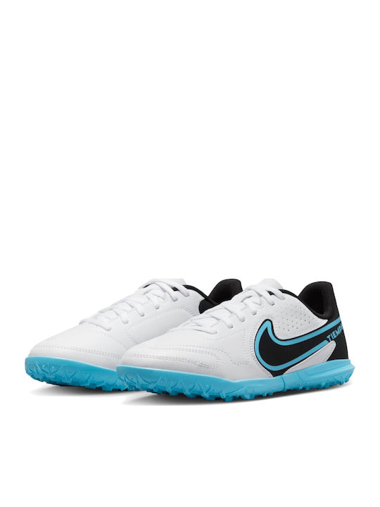 Tiempo Legend 9 TF Kids Soccer Cleats & Shoes Turf White Black Baltic Blue Pink Blast