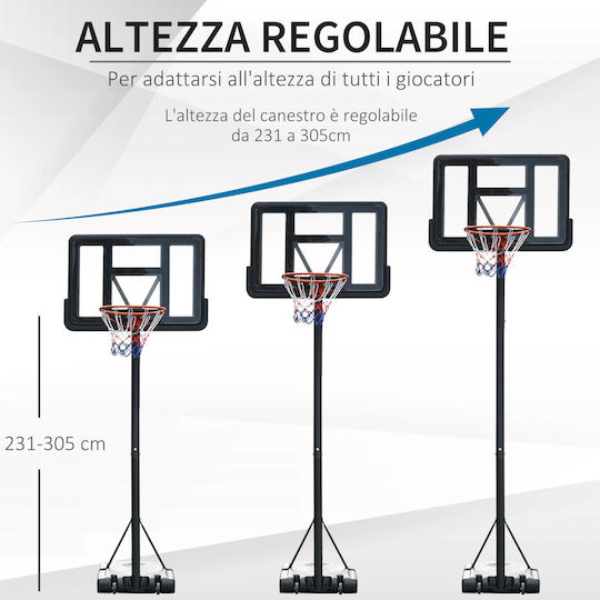 HomCom Adjustable Baskelball Hoop with Stand 231-305cm
