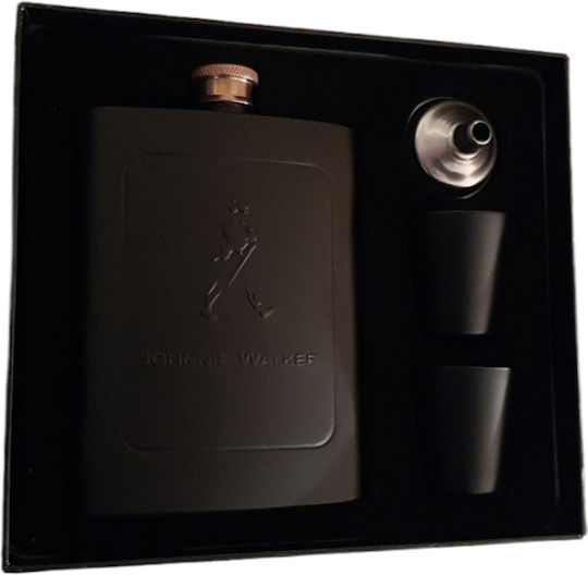 Johnnie Walker Set Sticlă Oțel inoxidabil cu Pahare de Shot & Pâlnie Negru 236ml