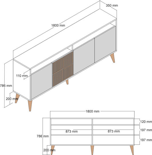 Мебели за съхранение Milan дървен Walnut / Anthracite 180x35x78.6см