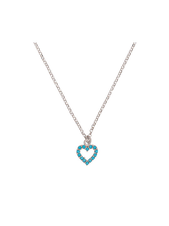 Excite-Fashion Necklace with design Heart from Silver with Zircon