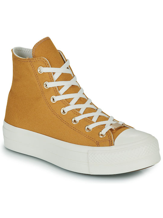 Converse Chuck Taylor All Star Lift Hi Flatforms Boots Yellow