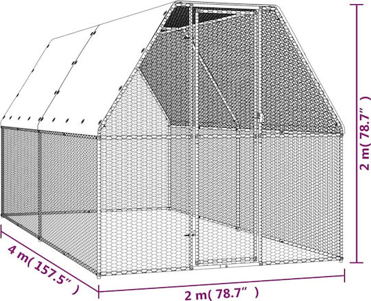 vidaXL Κοτέτσι από Γαλβανισμένο Χάλυβα Μ4 x Π2 x Υ2μ.
