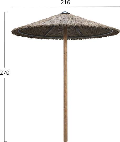 Profesională Umbrelă Rotundă Umbrelă de grădină și terasă Din lemn Maro Φ2.16m HM5896