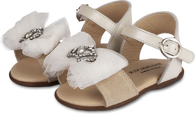 Babywalker Baptism Leather Sandals Ecru