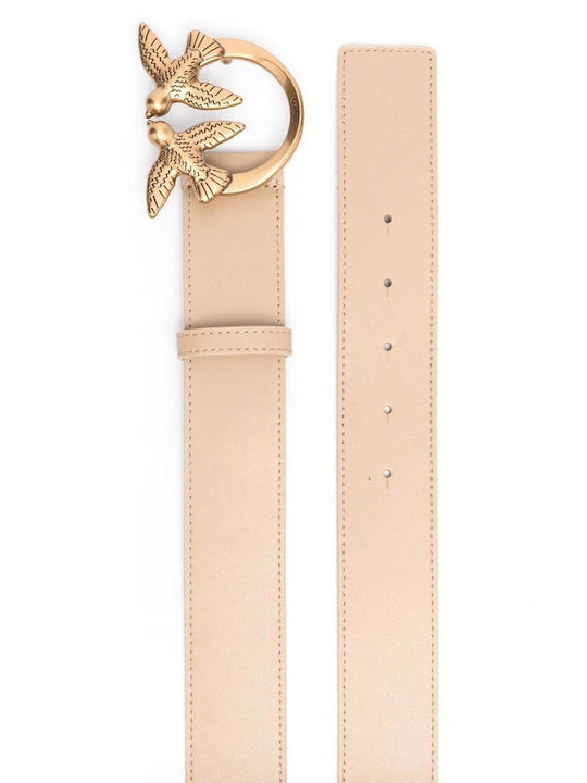 Pinko Love Berry H4 Кожена Дамски Колан Бежов