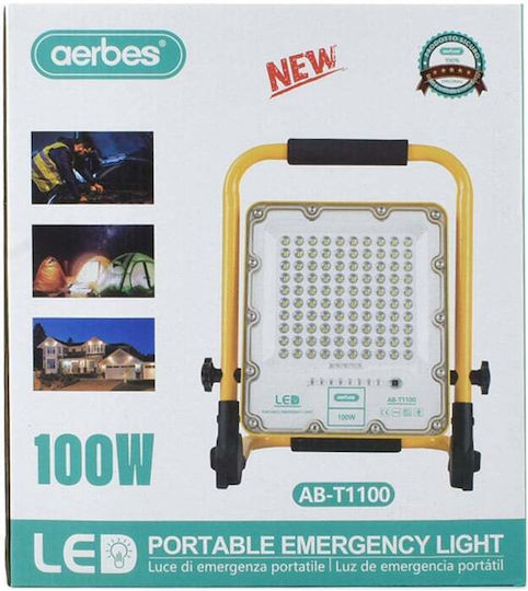 Aerbes Προβολέας Εργασίας Επαναφορτιζόμενος LED IP66