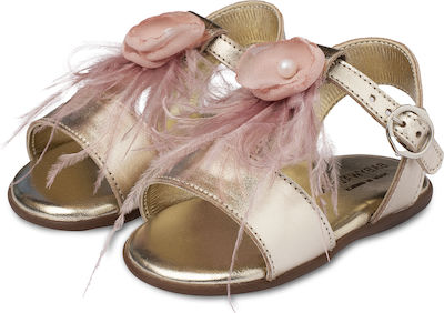 Babywalker Gold-Pink Baptism Leather Sandals