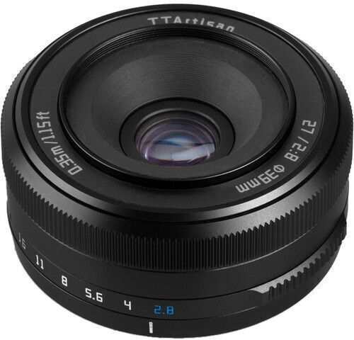TTArtisan Crop Camera Lens 27mm f/2.8 Pancake for Fujifilm X Mount Black