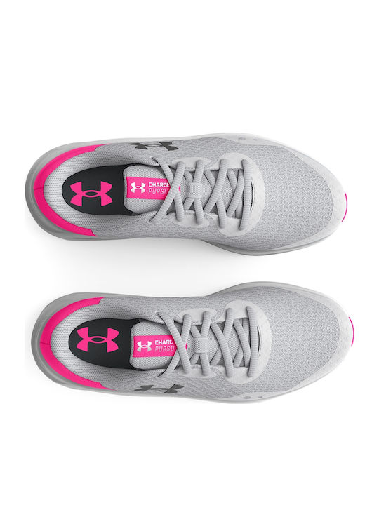 UA GS G Charged Pursuit 3 Kids Sports Shoes Running with Laces Gray