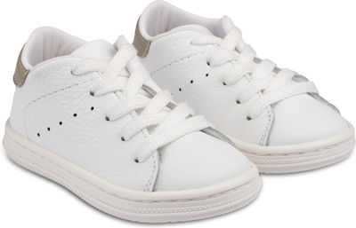 Babywalker Baptism Leather Sneakers Λευκό-Γκρι