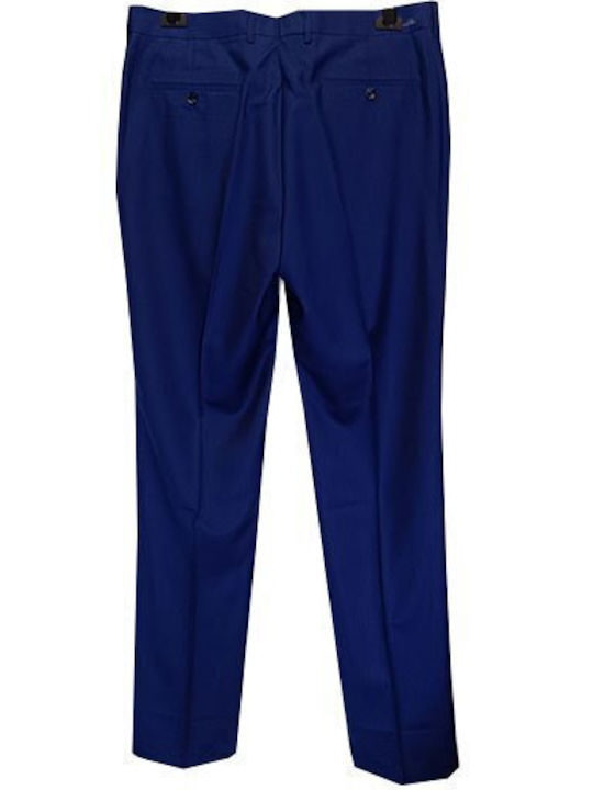 Pants Luciano Faketti Mens Figure Trousers Greek Stitching blue