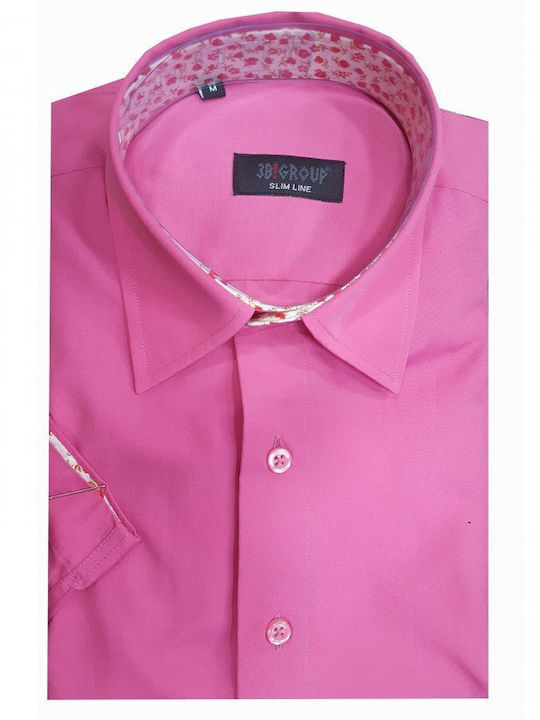 3B GROUPS Short-sleeved shirt narrow SLIM FIT pink