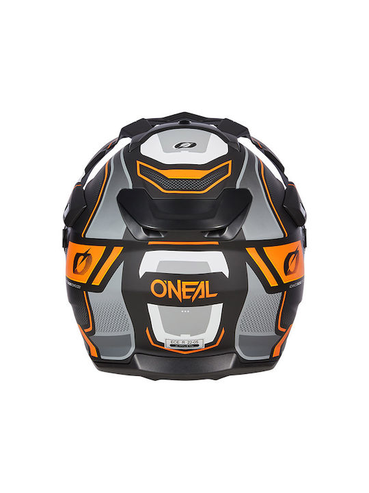 O'Neal DSRS Square V.23 Black/Grey/Orange Motorcycle Helmet Full Face ECE 22.06 with Sunvisor