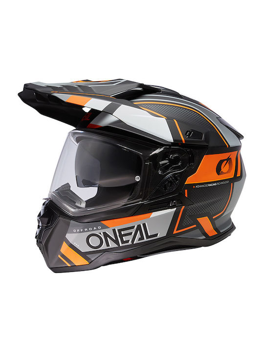 O'Neal DSRS Square V.23 Black/Grey/Orange Motorcycle Helmet Full Face ECE 22.06 with Sunvisor