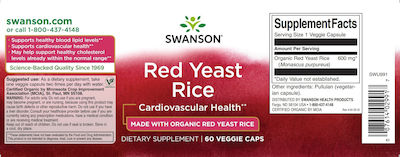 Swanson Red Yeast Rice 600mg 60 veg. caps