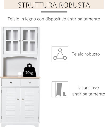 Kitchen Column with Countertop White 68x39.5x170pcs