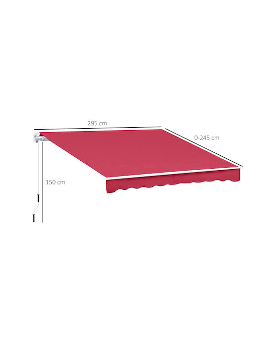 Outsunny Τέντα Βεράντας Κόκκινη 3x2.5m