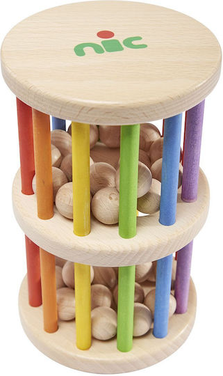 Nic Toys Бебешка играчка Двуетажна кула с топчета от дърво за 6++ месеца