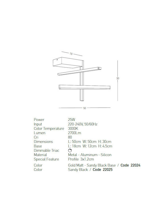 Zambelis Lights Modernă Metalică Plafonieră de tavan cu LED Integrat 50buc Negru