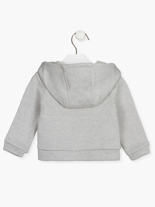 Losan Boys Cotton Hooded Sweatshirt with Zipper Gray